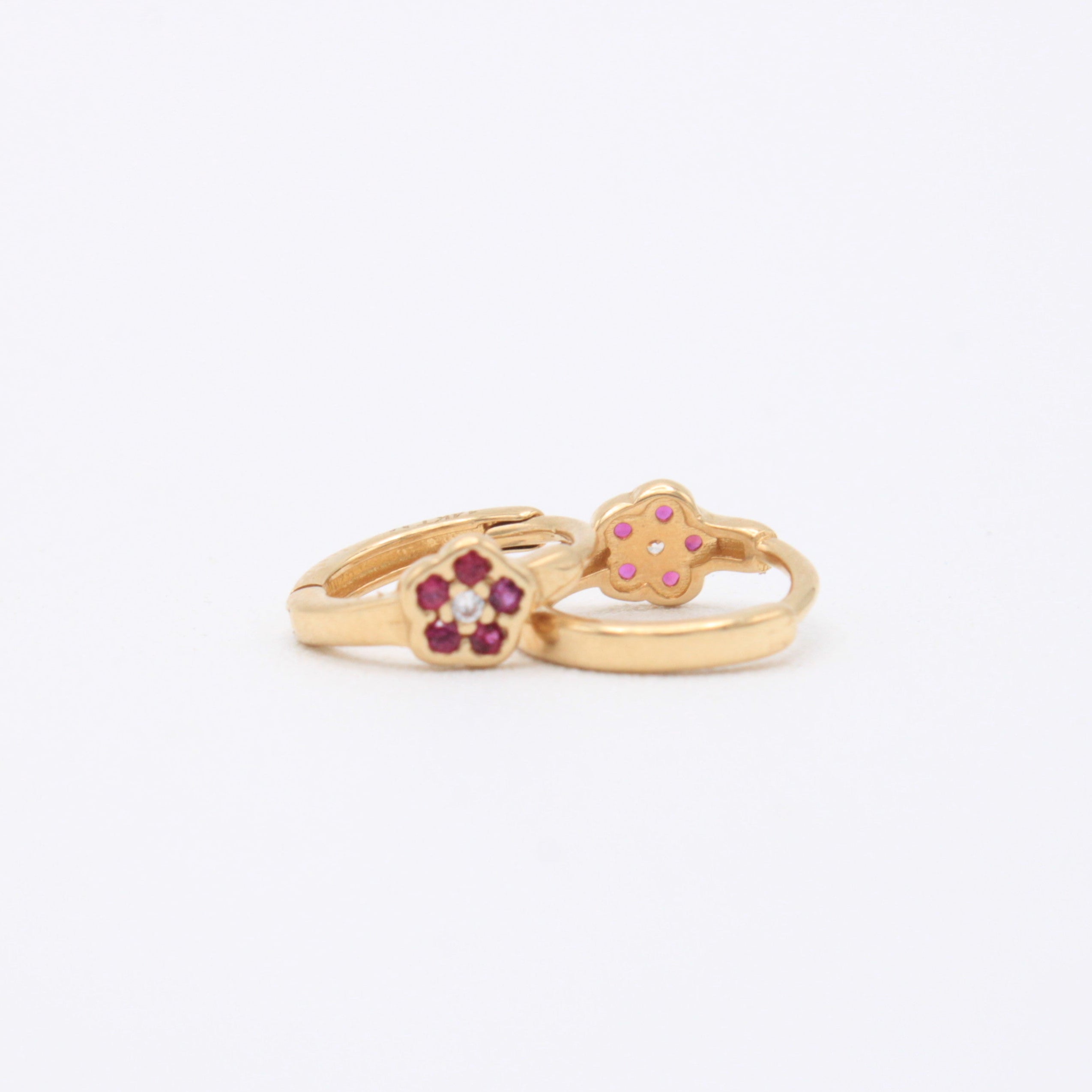 Grapa de Oro 14k Flor con Incrustación de Zirconias Rosas mod. 11011