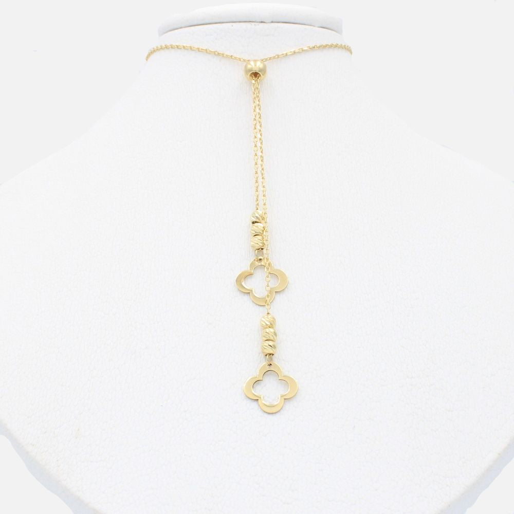 Gargantilla de Oro 14k Diseño de Doble Trébol mod. 9795