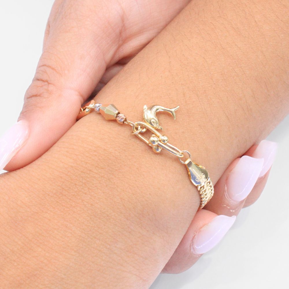 Pulsera de Oro 14k de Doble Tejido mod. 9015