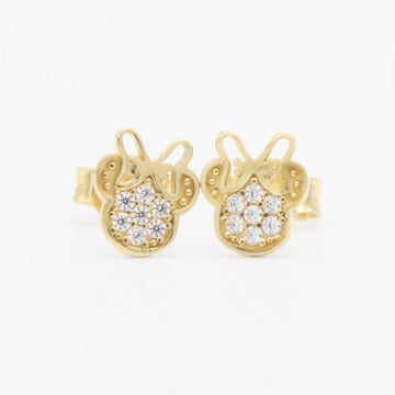 Arete de Oro 14k con Diseño de Minnie Incrustado de Zirconias mod. 9362