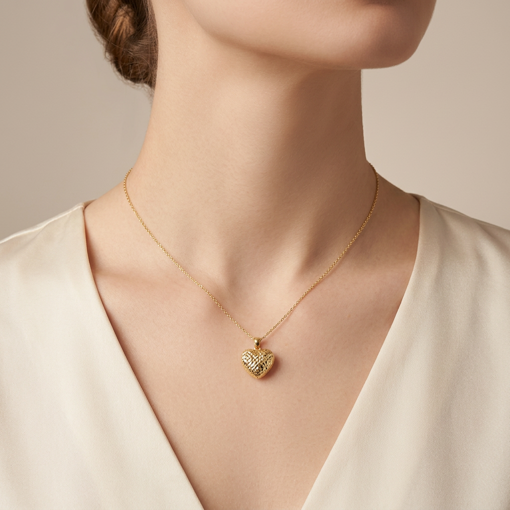 Dije de Oro 14k Dulce de Corazón Estilo Hueco en Diseño Diamantado Brillante mod. 10810