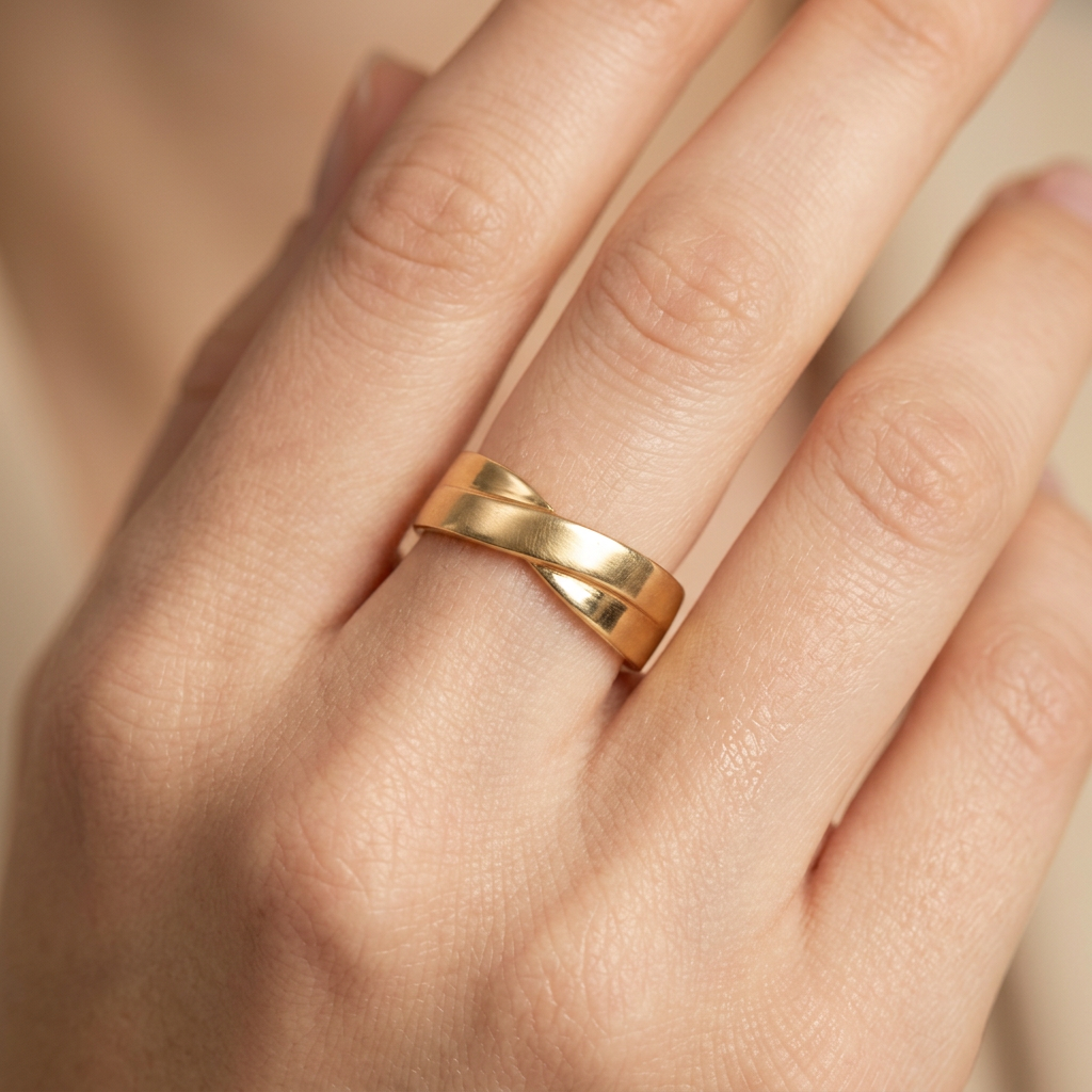 Anillo de Oro 14k Frente Trenzado mod. 10879