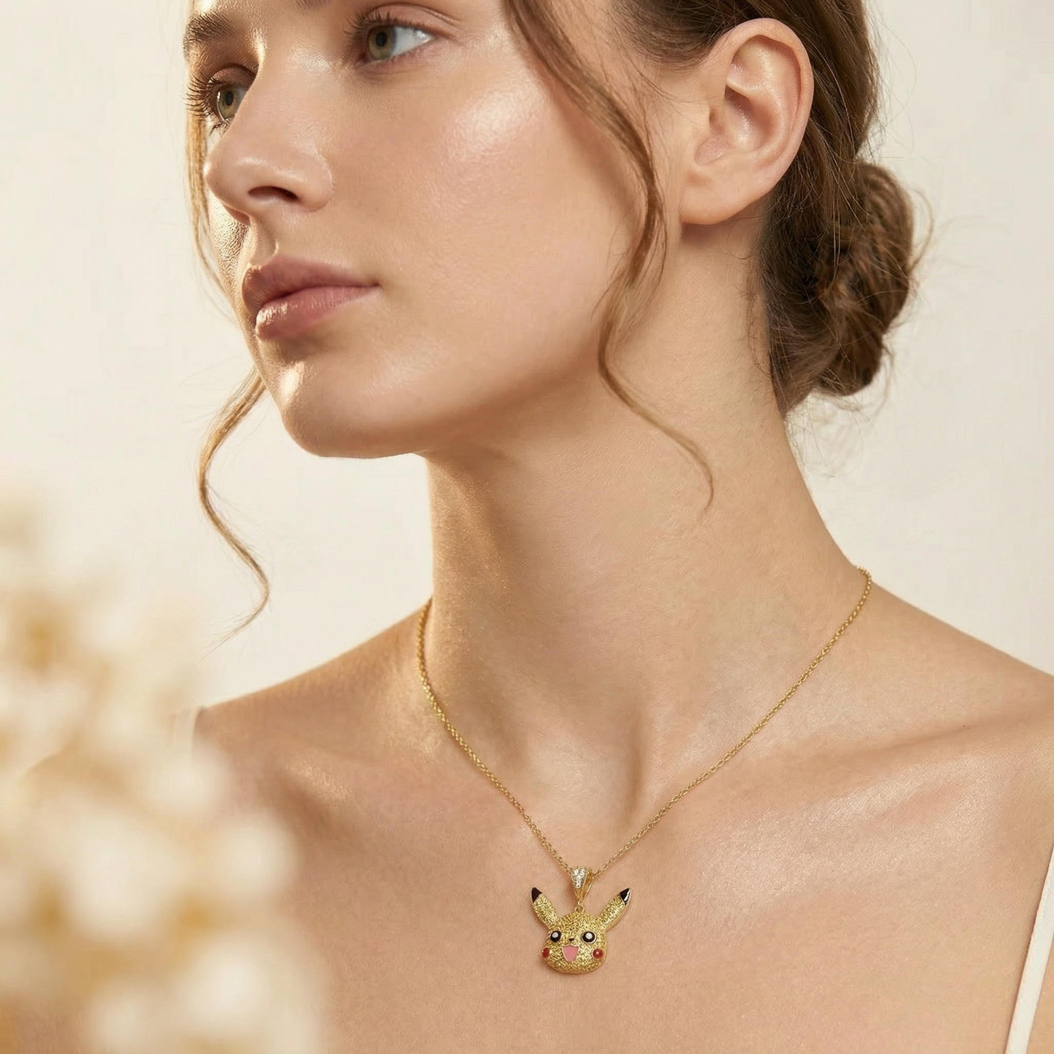 Dije de Oro 14k Pikachu Fino Incrustado con Zirconias de Corte Brillante mod. 10799