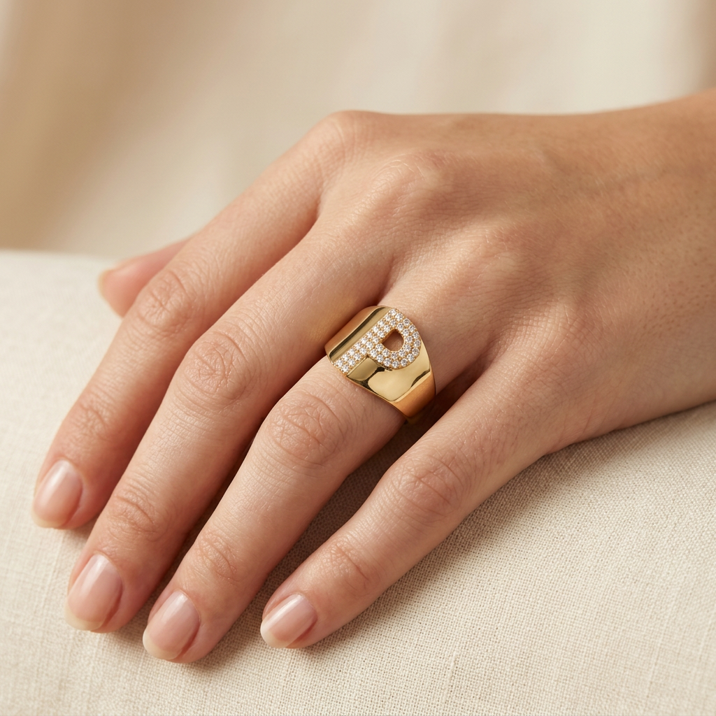 Anillo de Oro 14k de Incial P mod. 10876