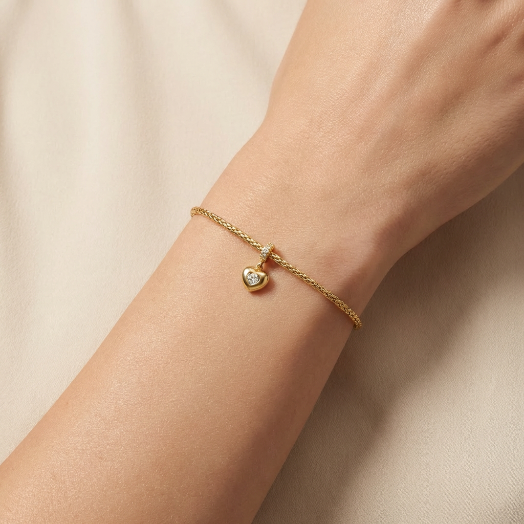 Charm de Oro 14k Corazón con Zirconia Brillante mod. 10674