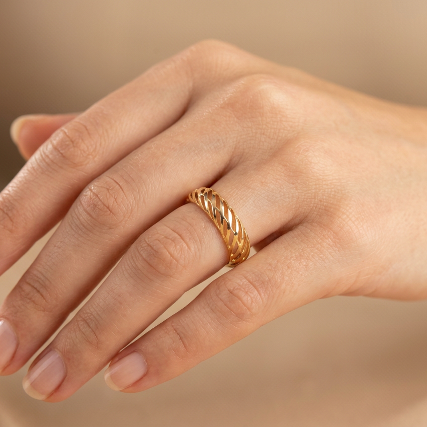 Anillo de Oro 14k Diseño de Cupula Entrelazada mod. 10881