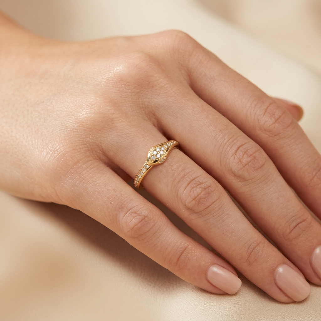 Anillo de Oro 14k Vibora con Zirconias mod. 10871