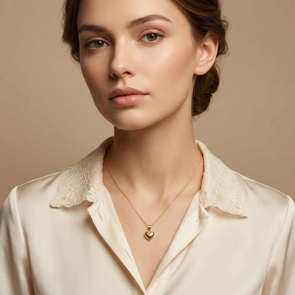 Dije de Oro 14k Corazón Fino y Brillante de Diseño Hueco mod. 10808