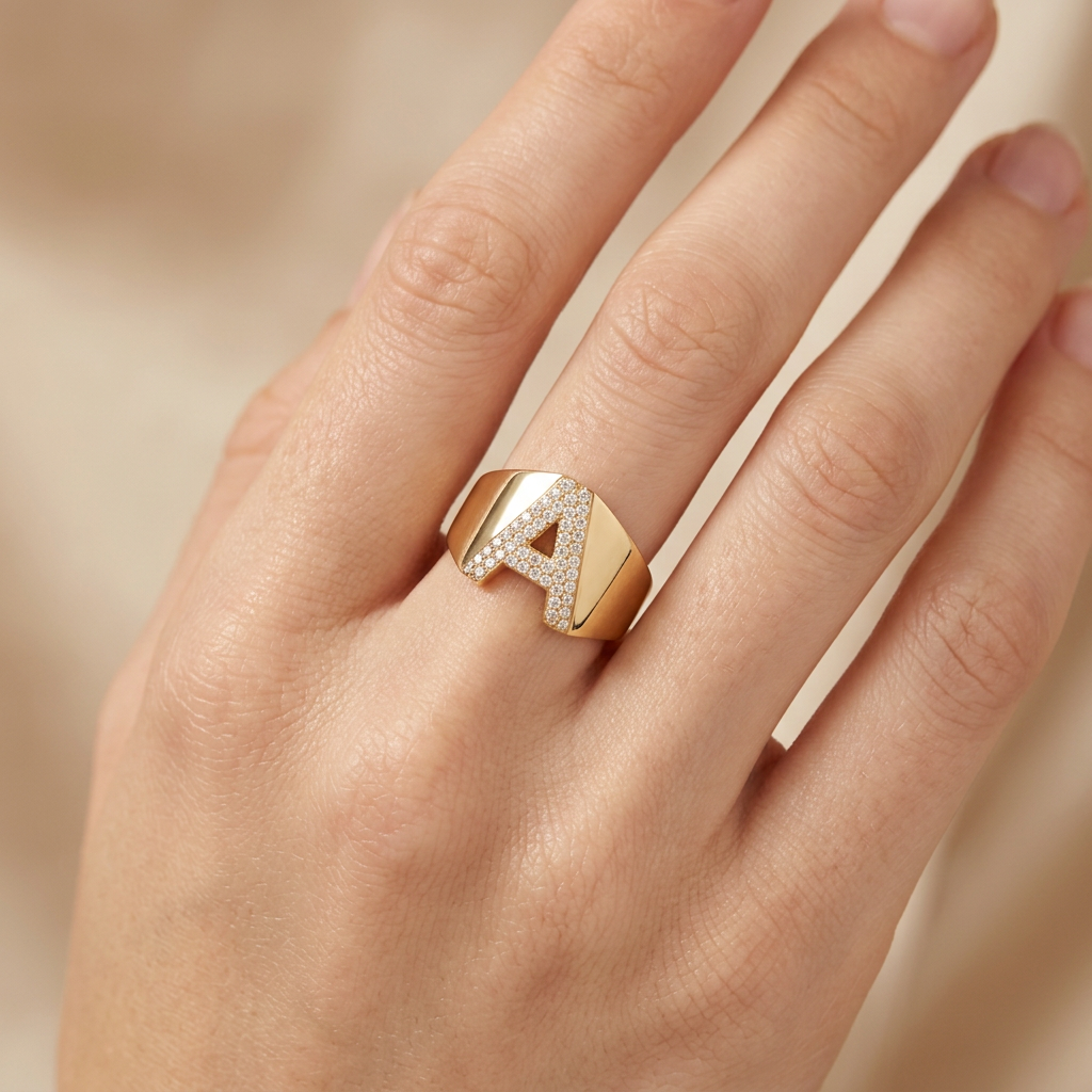 Anillo de Oro 14k de Incial A mod. 10875