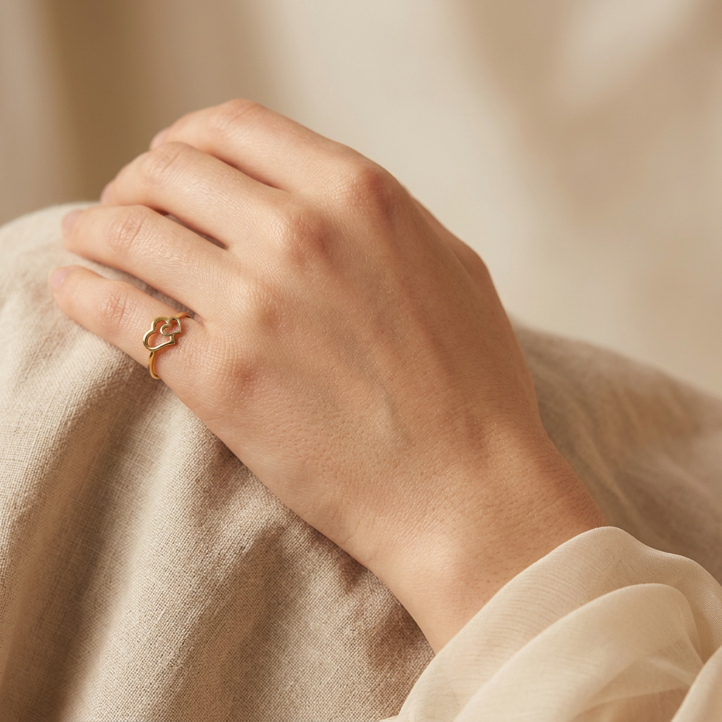 Anillo de Oro 14k Con Diseño de Doble Tamaño Corazón mod.11215
