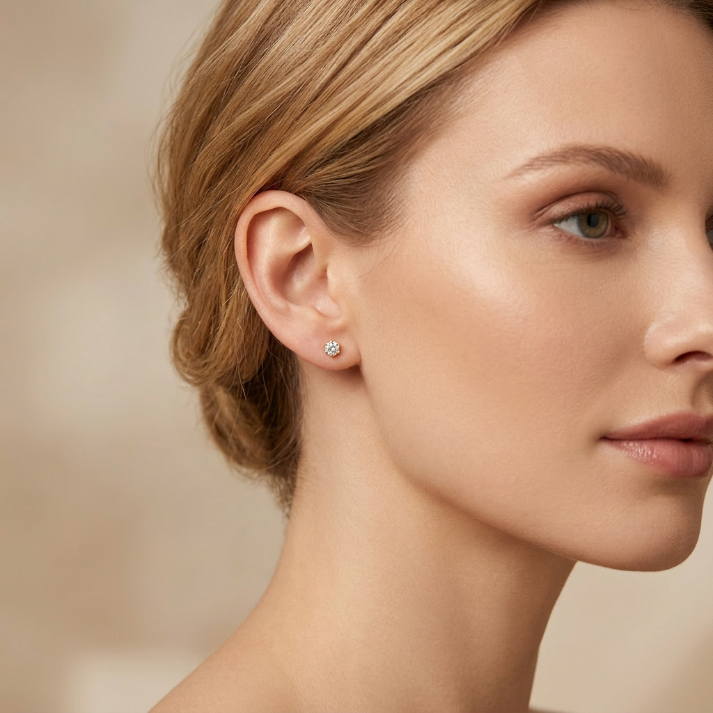 Broquel de Oro 14k con Zirconia Brillante de Corte Fino mod. 10735