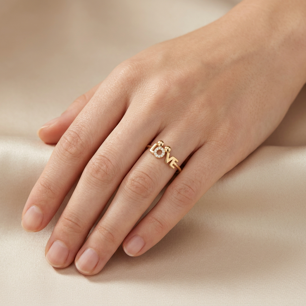 Anillo de Oro 14k Love con Zirconias mod. 10856