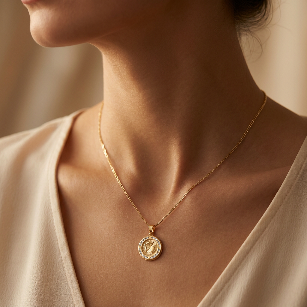 Gargantilla de Oro 14k Tejido Navaja con Dije Bautizo mod. 11201