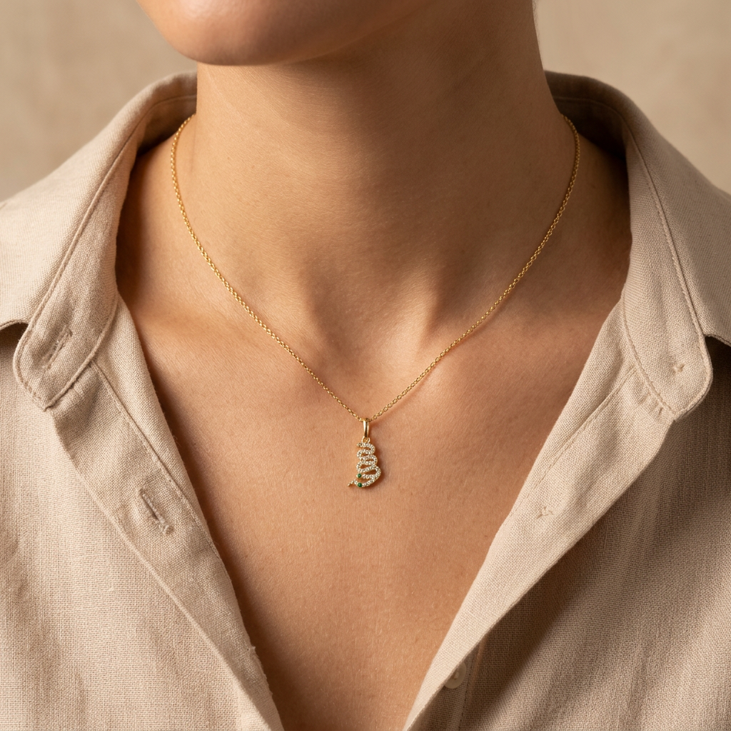 Gargantilla de Oro 14k Diseño Serpiente con Incrustación de Zirconias mod. 10956