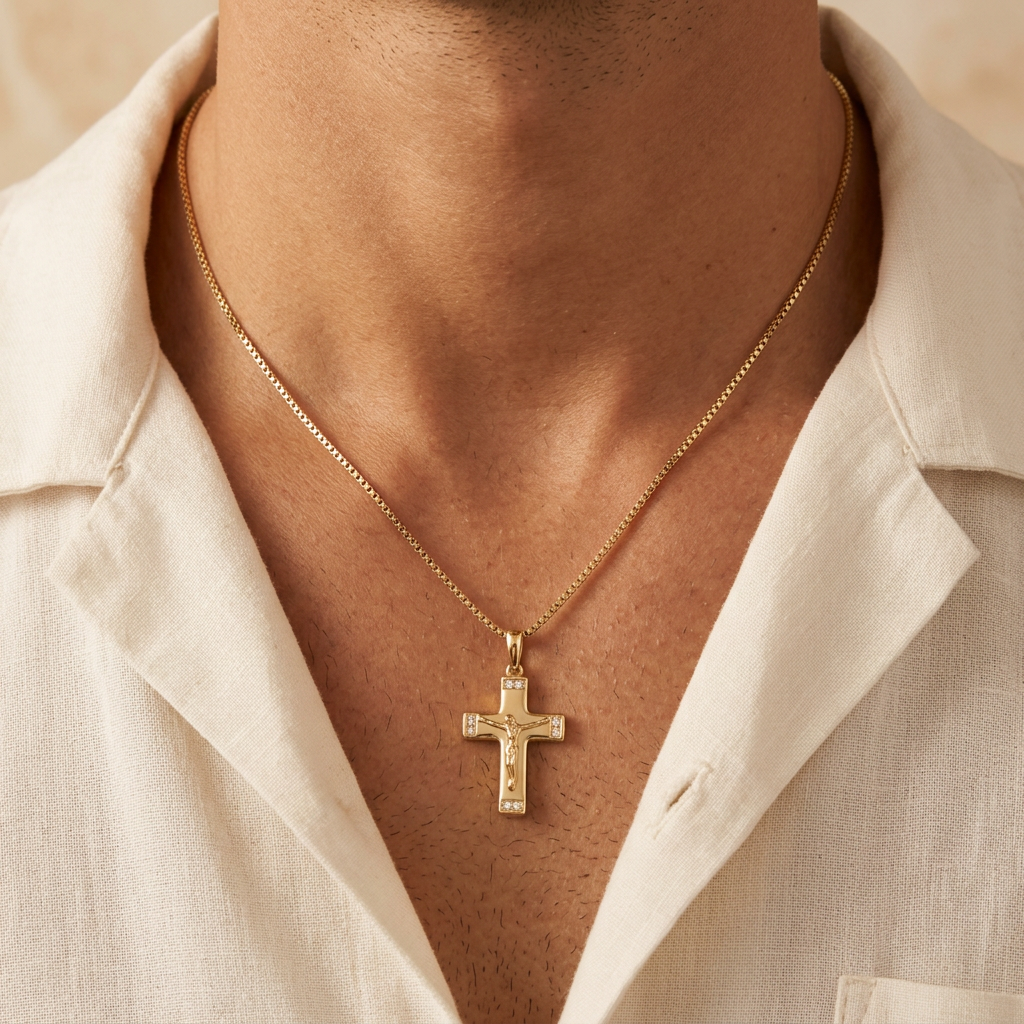 Dije de Oro 14k Crucifijo Especial con Zirconias mod. 10910