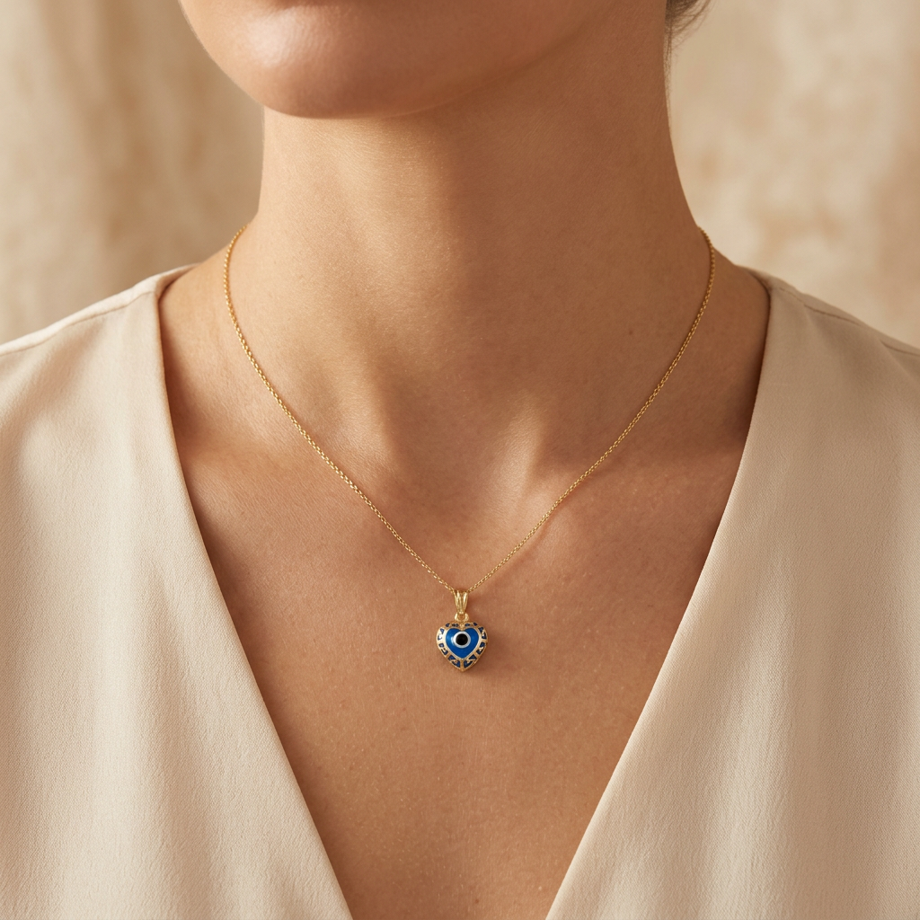 Dije de Oro 14k Corazón con Ojo Turco mod. 10943