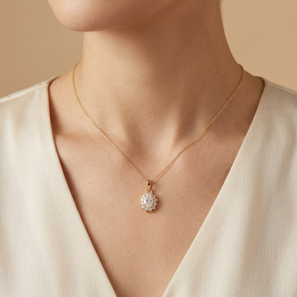 Dije de Oro 14k  Elegante con Incrustación de Zirconias mod. 10935