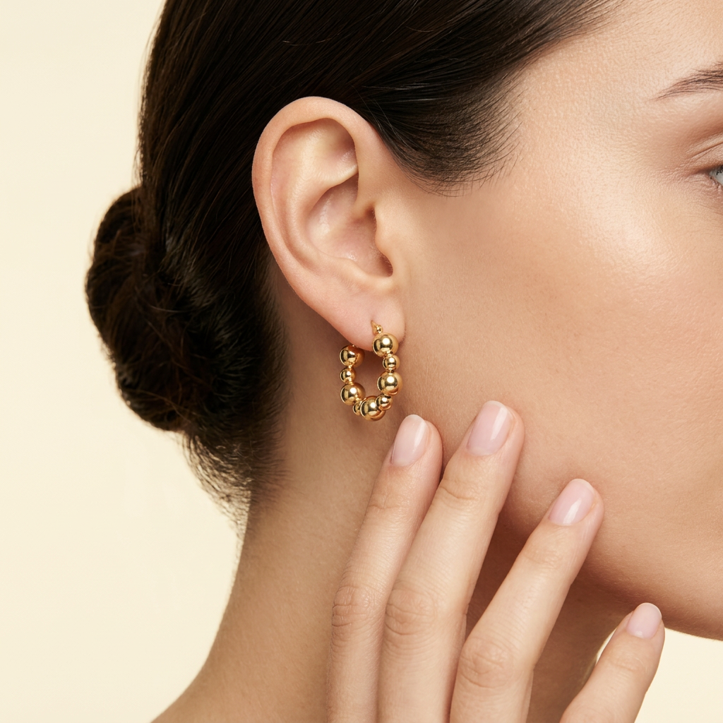Arracada de Oro 14k Diseño Esferas Grandes Huecas mod. 10888
