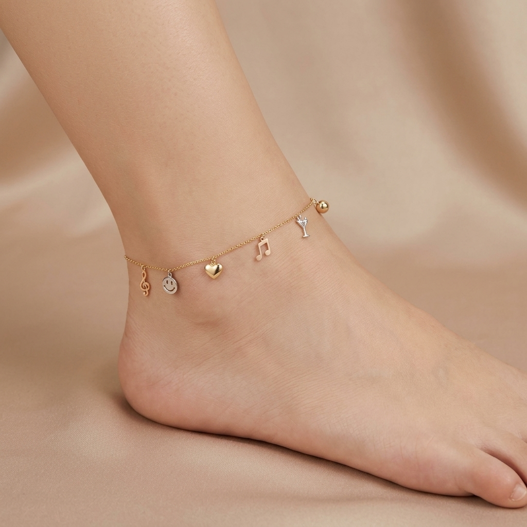 Tobillera de Oro 14k Colgantes de Musicales mod. 11075