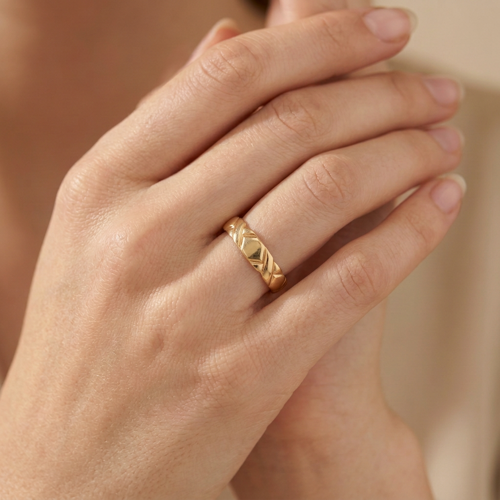 Anillo de Oro 14k Con Diseño de X mod.11211