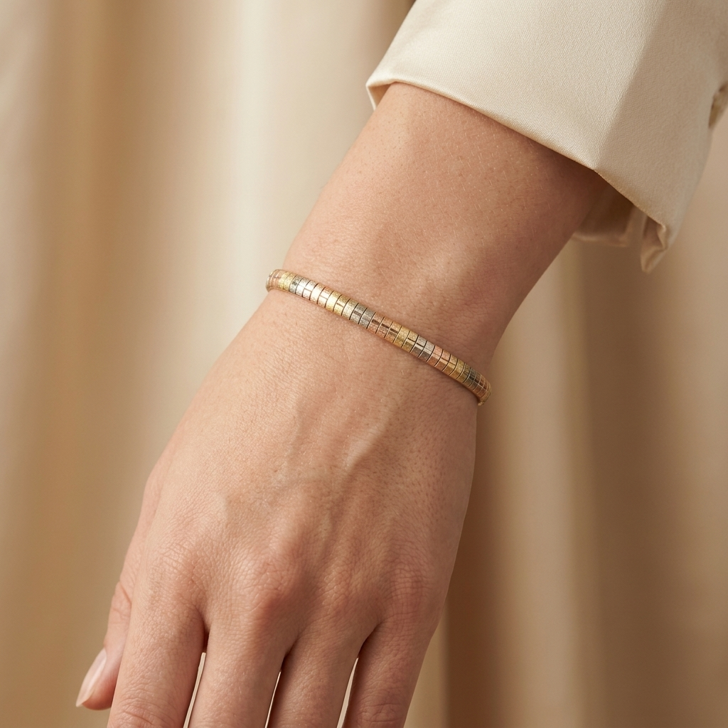 Pulsera de Oro 14k Florentina Tejido Cleopatra Elegante mod. 10950