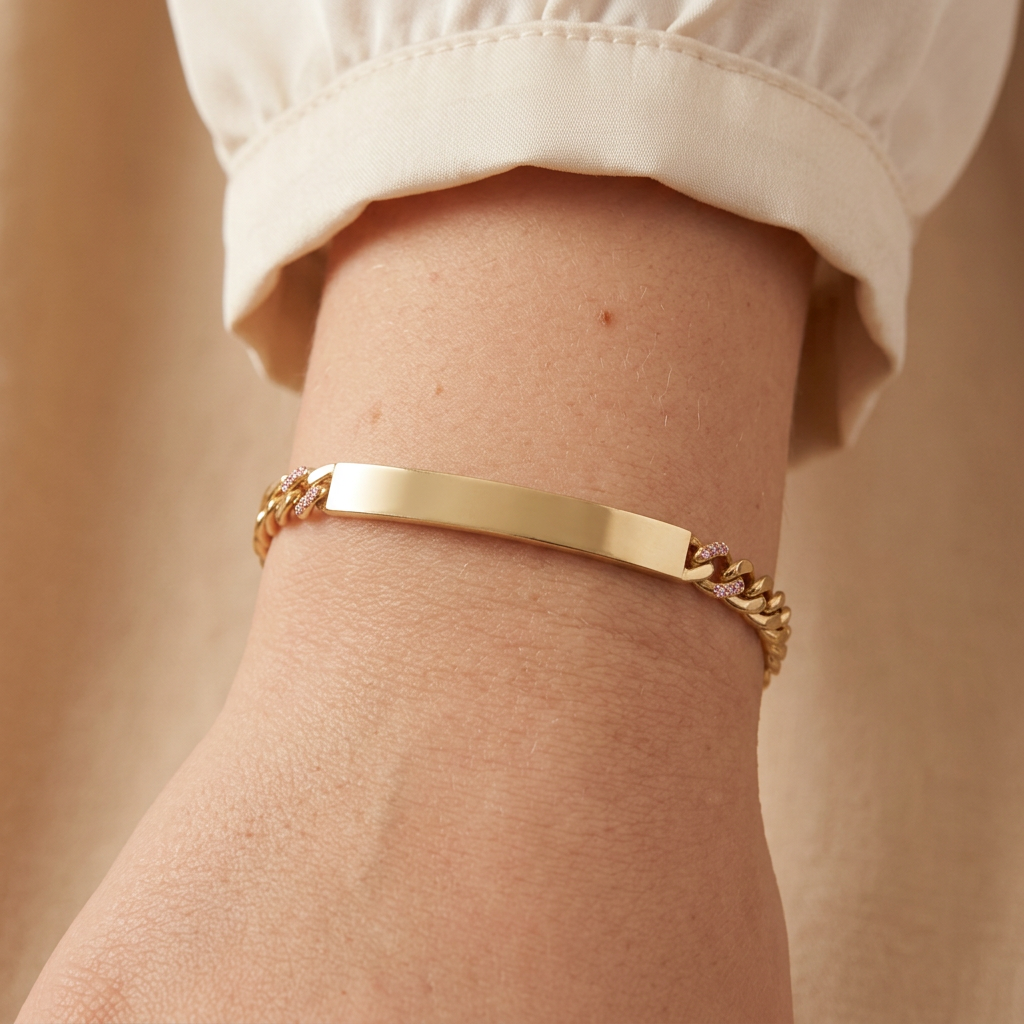 Esclava de Oro 14k para Niño con Zirconias Rosas mod. 10924