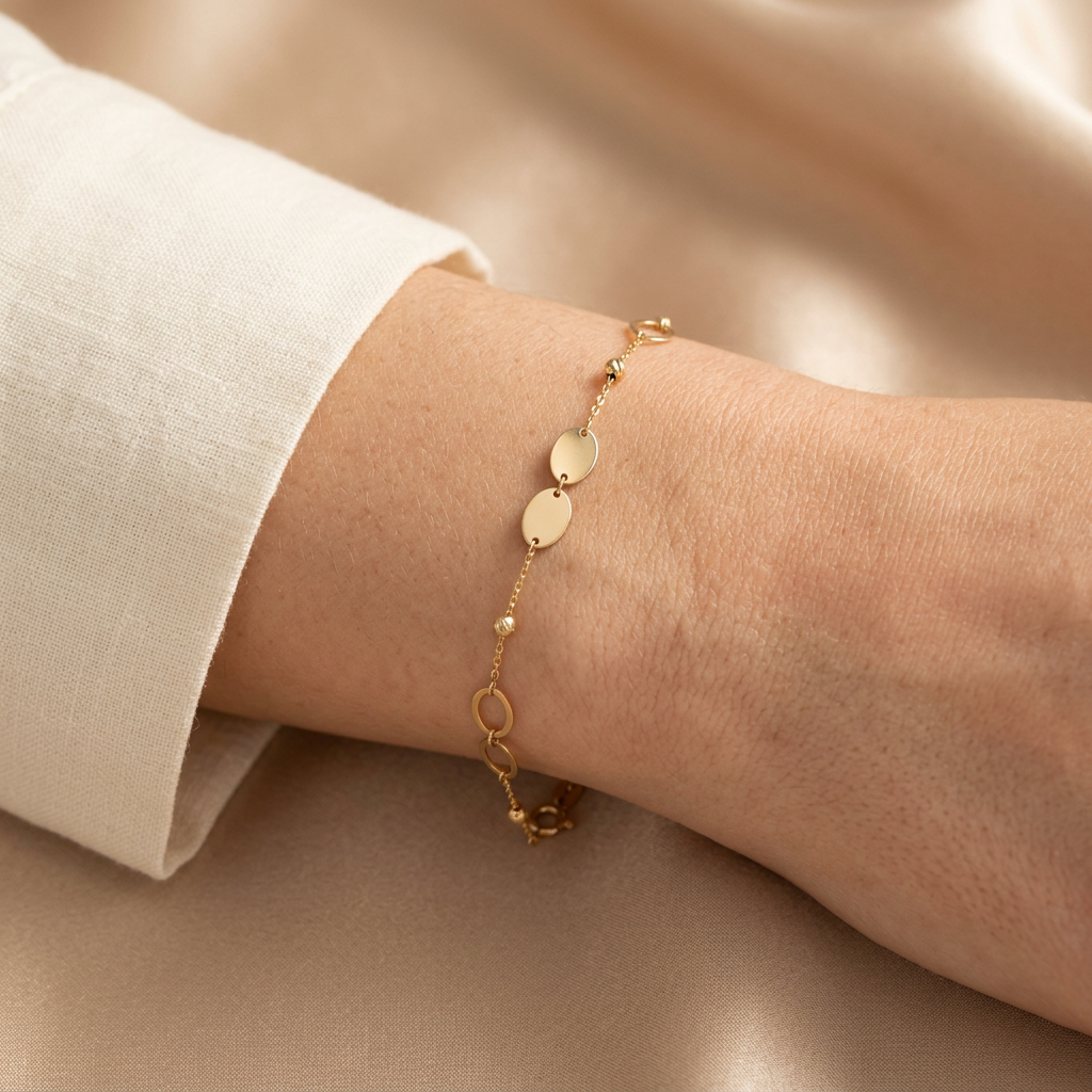 Pulsera de Oro 14k Pares de Ovalos mod. 11046