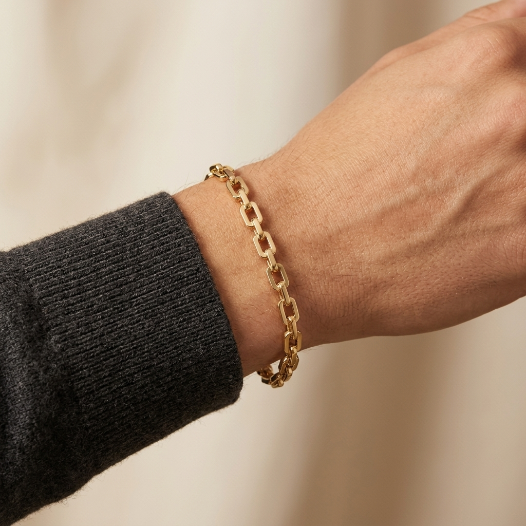 Pulsera de Oro 14k Monaco Modelo Cubo con Broche Pavé mod. 10992