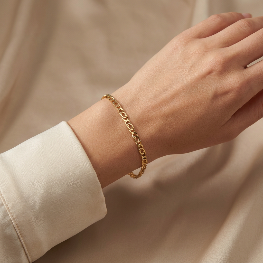 Pulsera de Oro 14k Tejido Ojo de Tigre mod. 10983