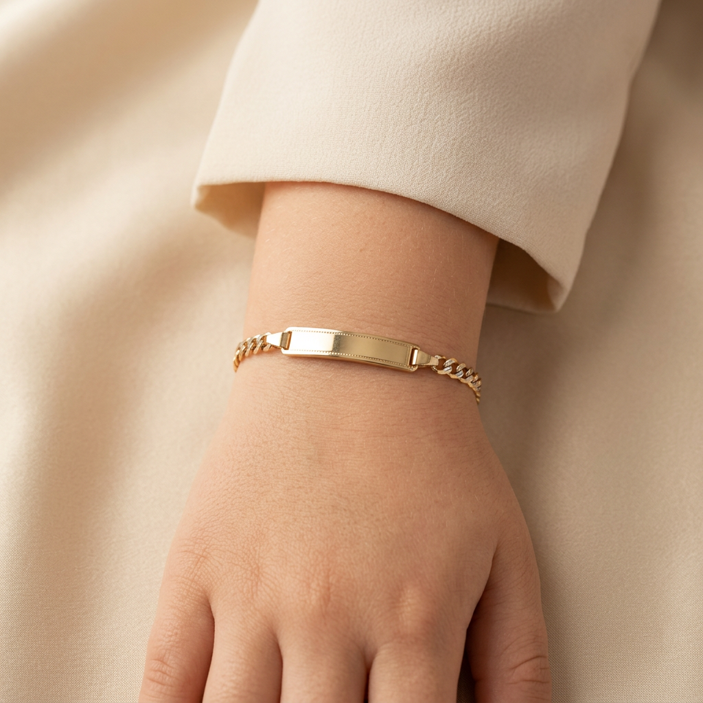 Esclava de Oro 14K para Niño Barbada con Diamantado mod. 10927