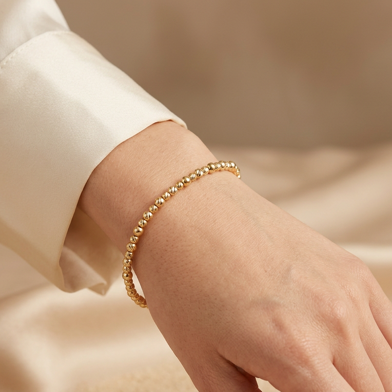 Pulsera de Oro 14k con Esferas Diamantadas mod. 10966
