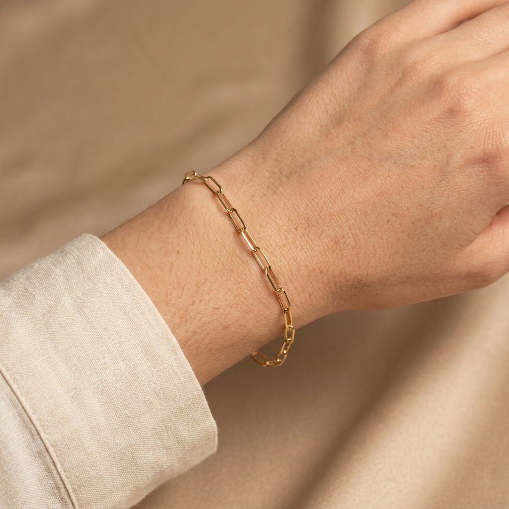 Pulsera de Oro 14k Paperclip Mediana mod. 10977