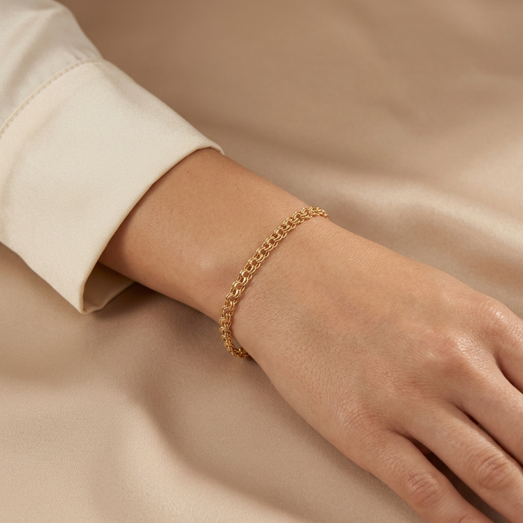 Pulsera de Oro 14k Tejido Chino Delgada mod. 10981