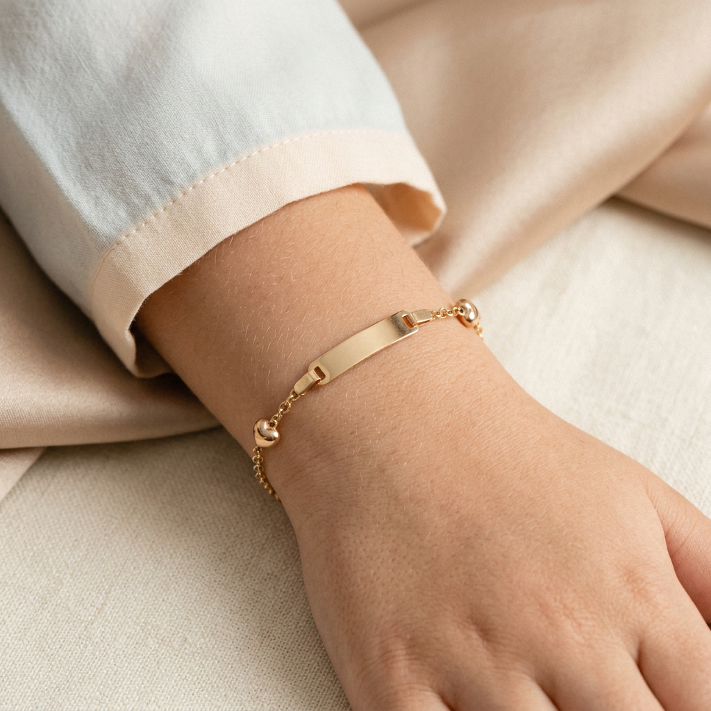 Esclava de Oro 14K para Niño Con Corazones mod. 10929
