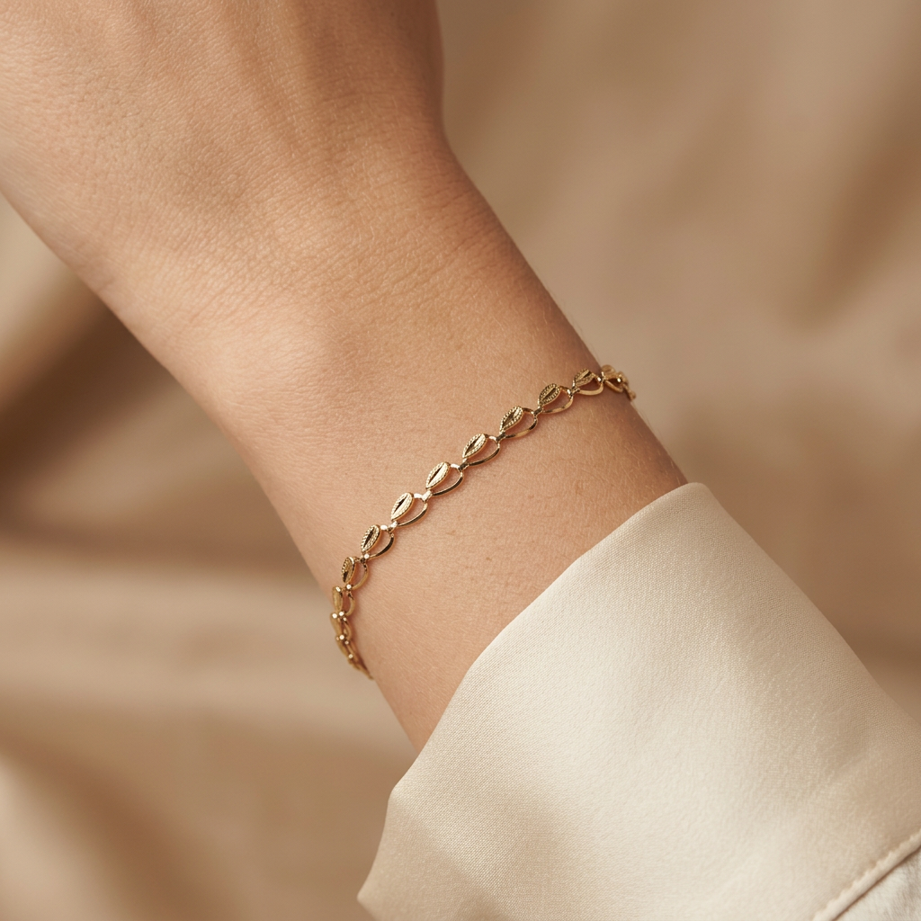 Pulsera de Oro 14k Elegante con Detalles Diamantados mod. 10964