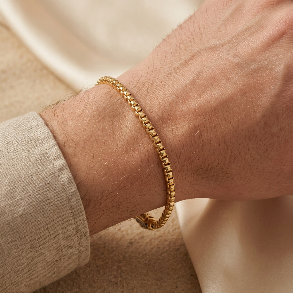 Pulsera de Oro 14k Monaco Modelo Cube con Broche Pavé mod. 10997