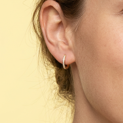 Grapa de Oro 14k con Zirconias Finas en Línea mod. 11014