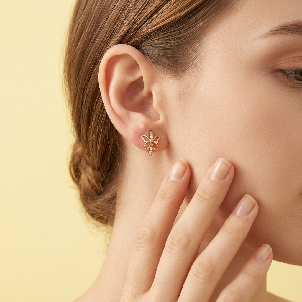 Grapa de Oro 14k Mariposas con Incrustación de Zirconias mod. 11004