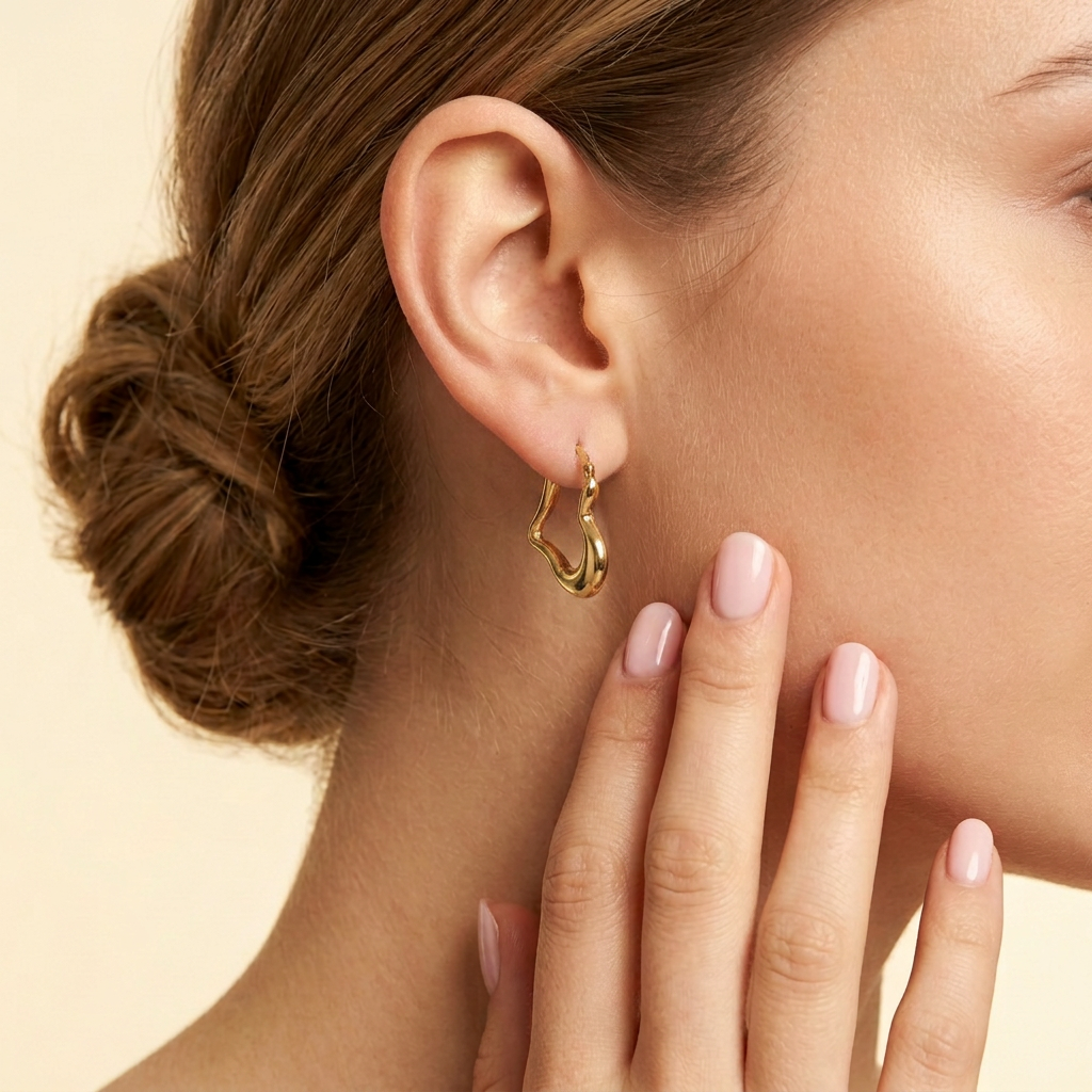 Arracada de Oro 14k Corazones Inflados mod. 10895