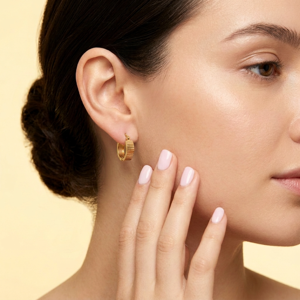 Arracada de Oro 14k Clásicas con Facetado Rayado mod. 10894