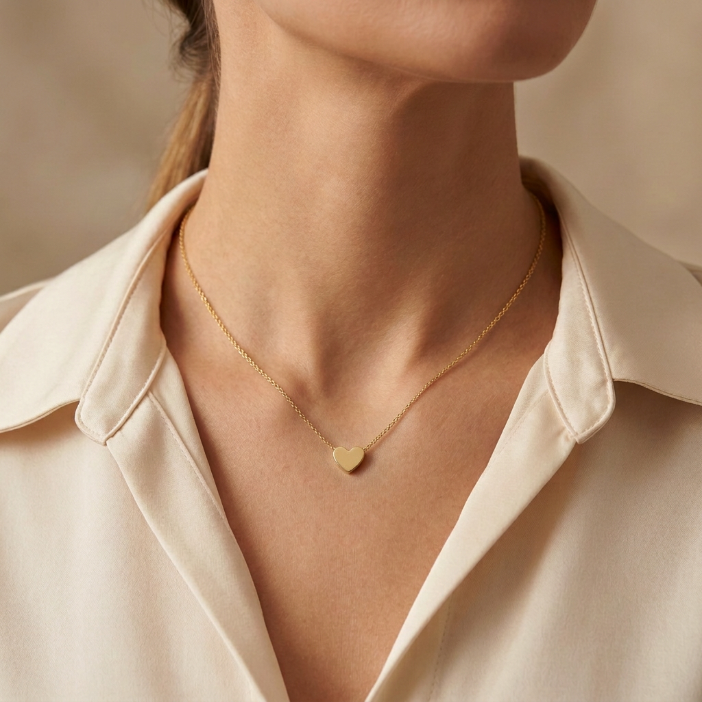 Gargantilla de Oro 14k Corazon con Borde de Zirconias mod. 11150
