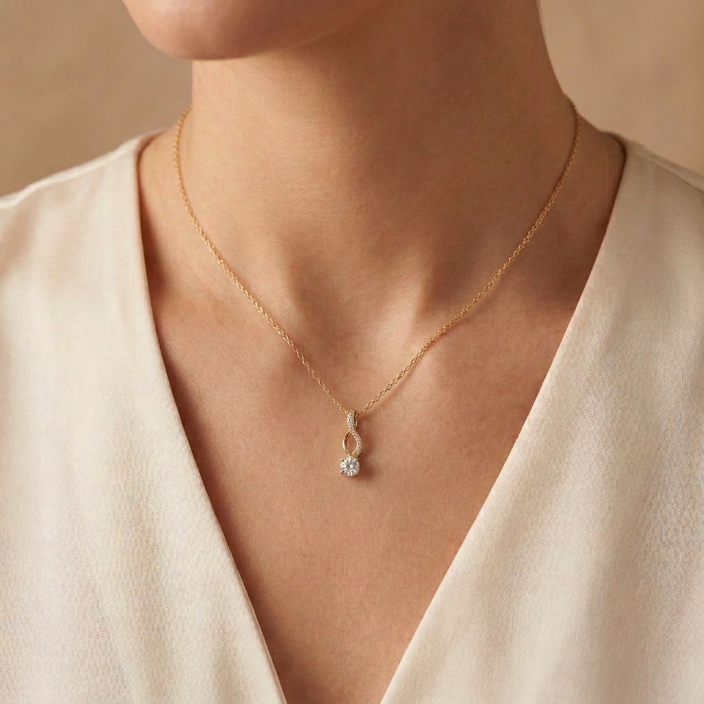 Gargantilla de Oro 14k Colgante de Finas Zirconias Elegante mod. 11145