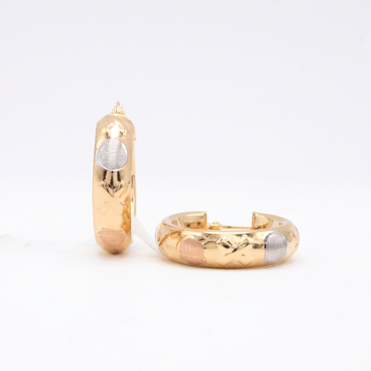 Grapa de Oro 14k con Circulos Matte Florentinos mod. 11064