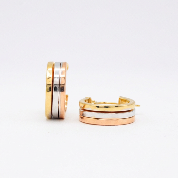 Grapa de Oro 14k Diseño Clásico Pequeño Liso en Tres Tonos mod. 11066