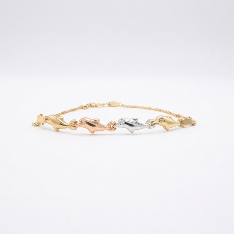 Pulsera de Oro 14k Delfines Florentinos mod. 10949
