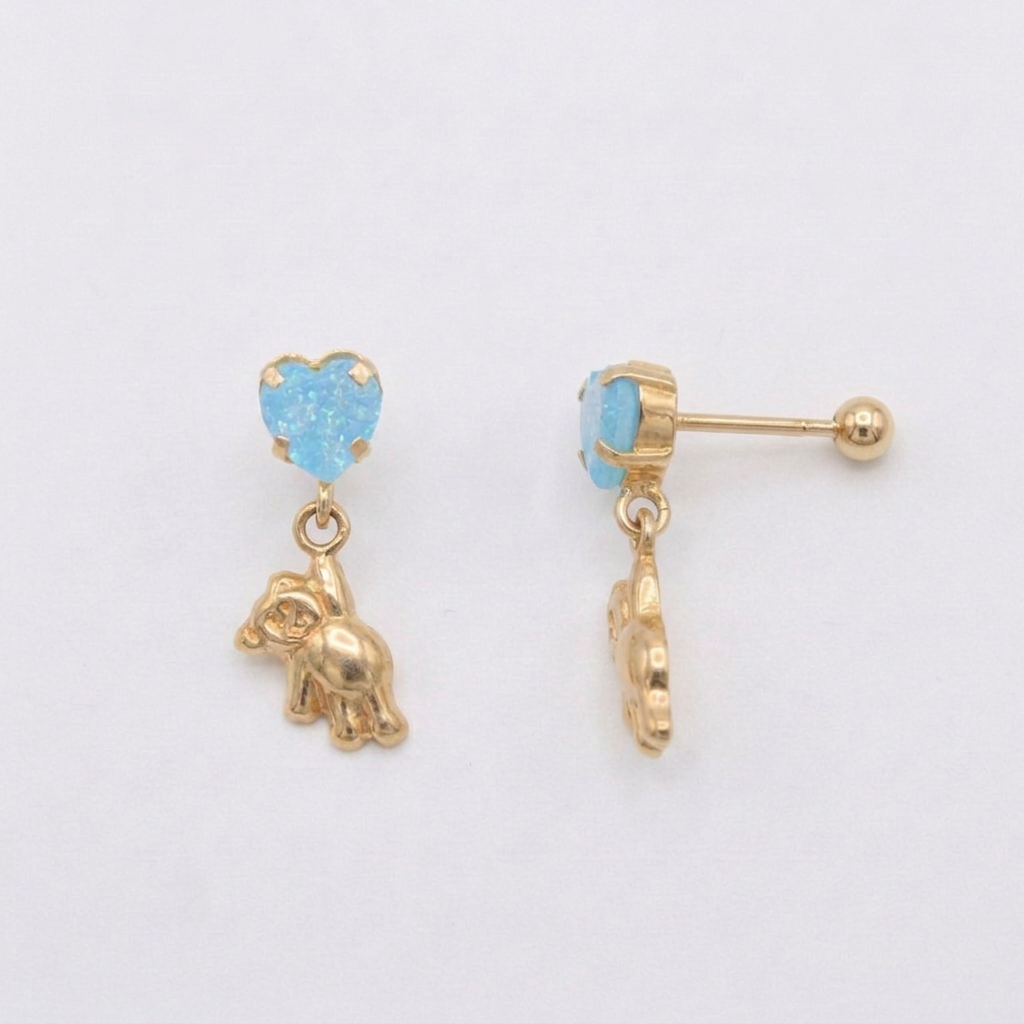 Broquel 10k Colgante de Osito con Zirconia Azul Bebé Mod. 11124