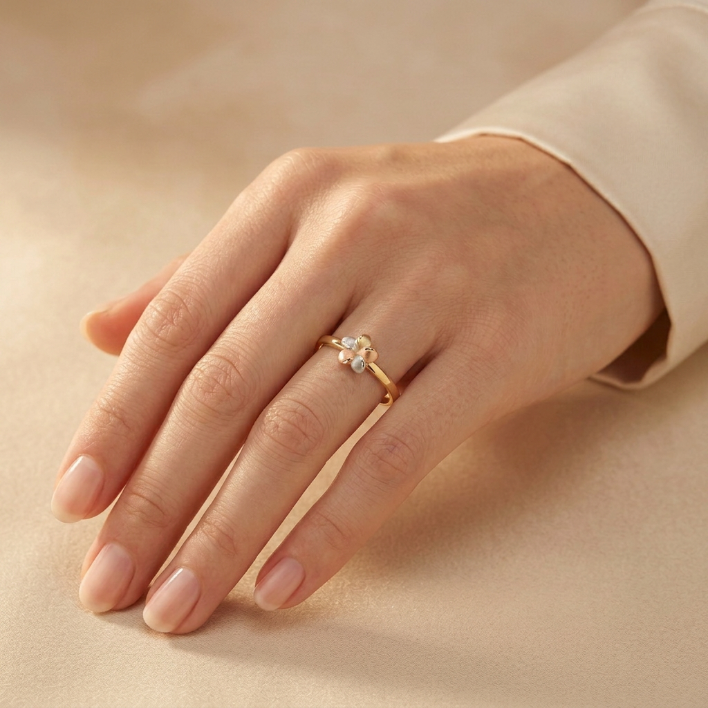 Anillo de Oro 14k Flor de Mayo Florentina mod. 10866