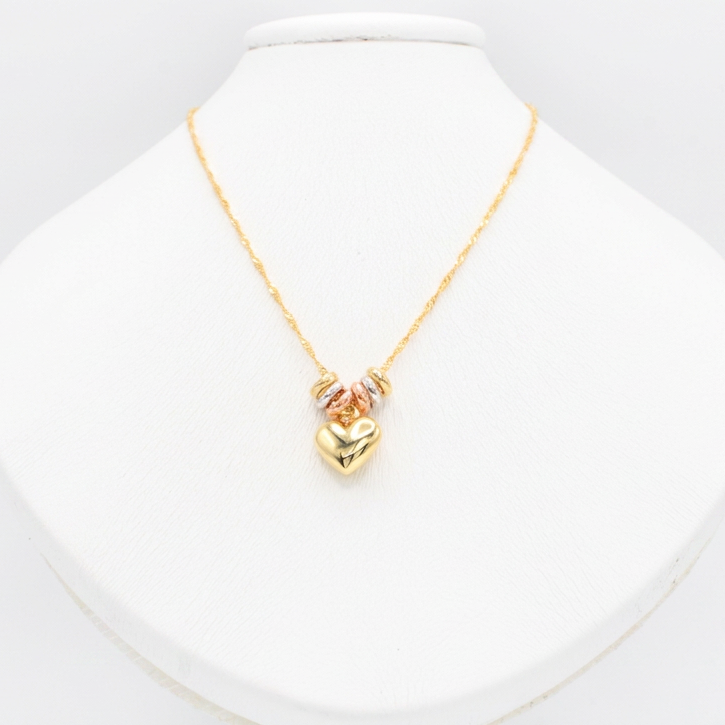 Gargantilla de Oro 14k con Aros Florentinos y Colgante de Corazón mod. 11015