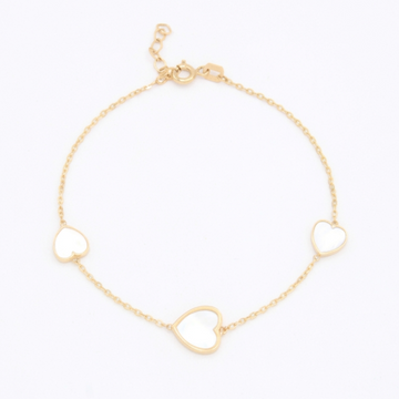 Pulsera de Oro 14k Corazones Perla Madre mod. 10971