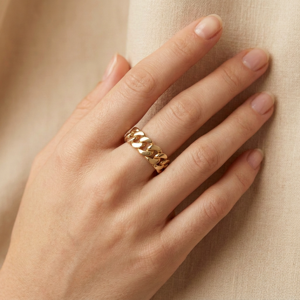 Anillo de Oro 14k Eslabones Gruesos mod. 10878